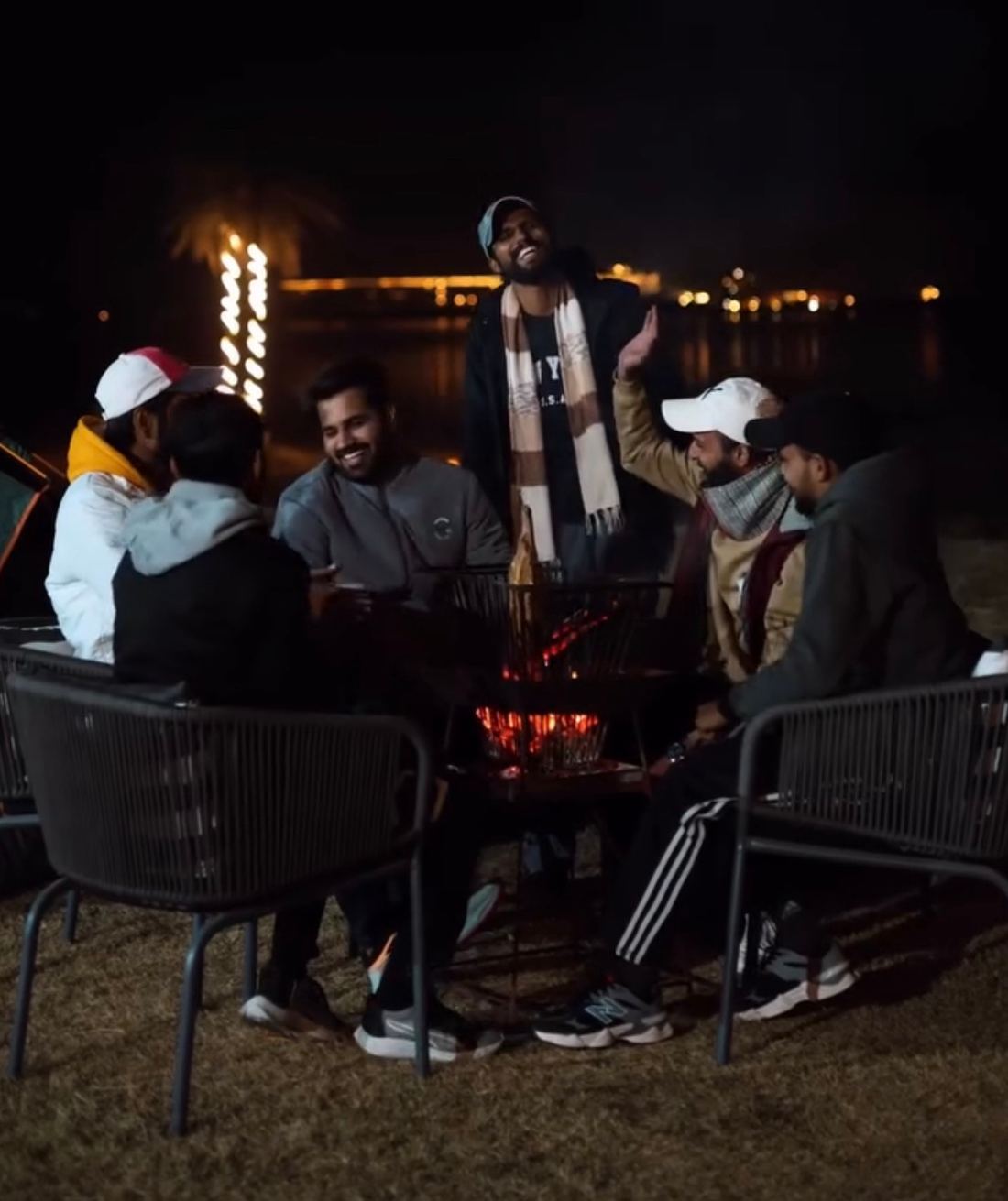 Group bonfire night with music at The Udaisarovar