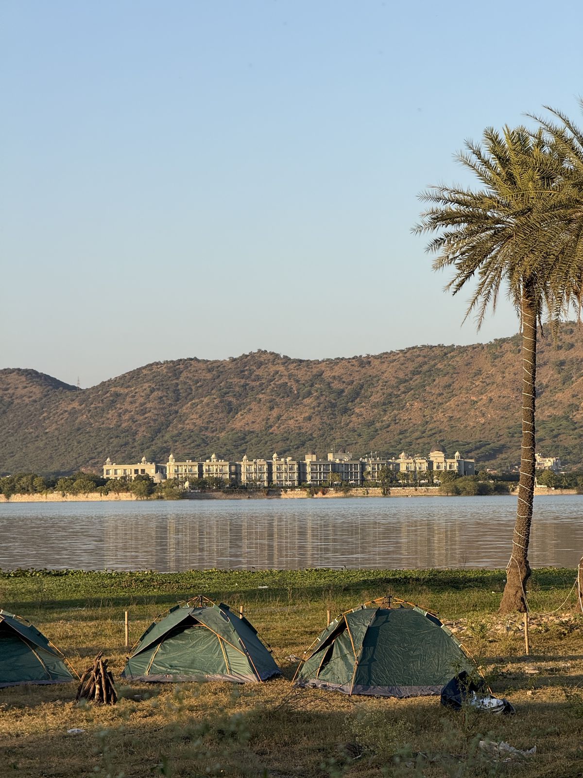 Golden hour at The Udaisarovar lakeside hotel in Udaipur