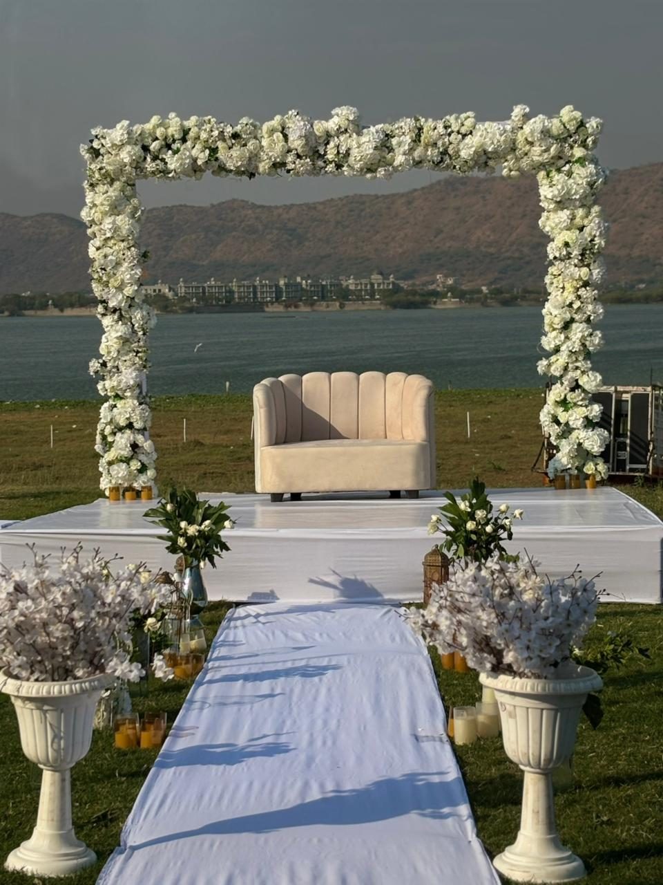 Floral mandap on the lawn