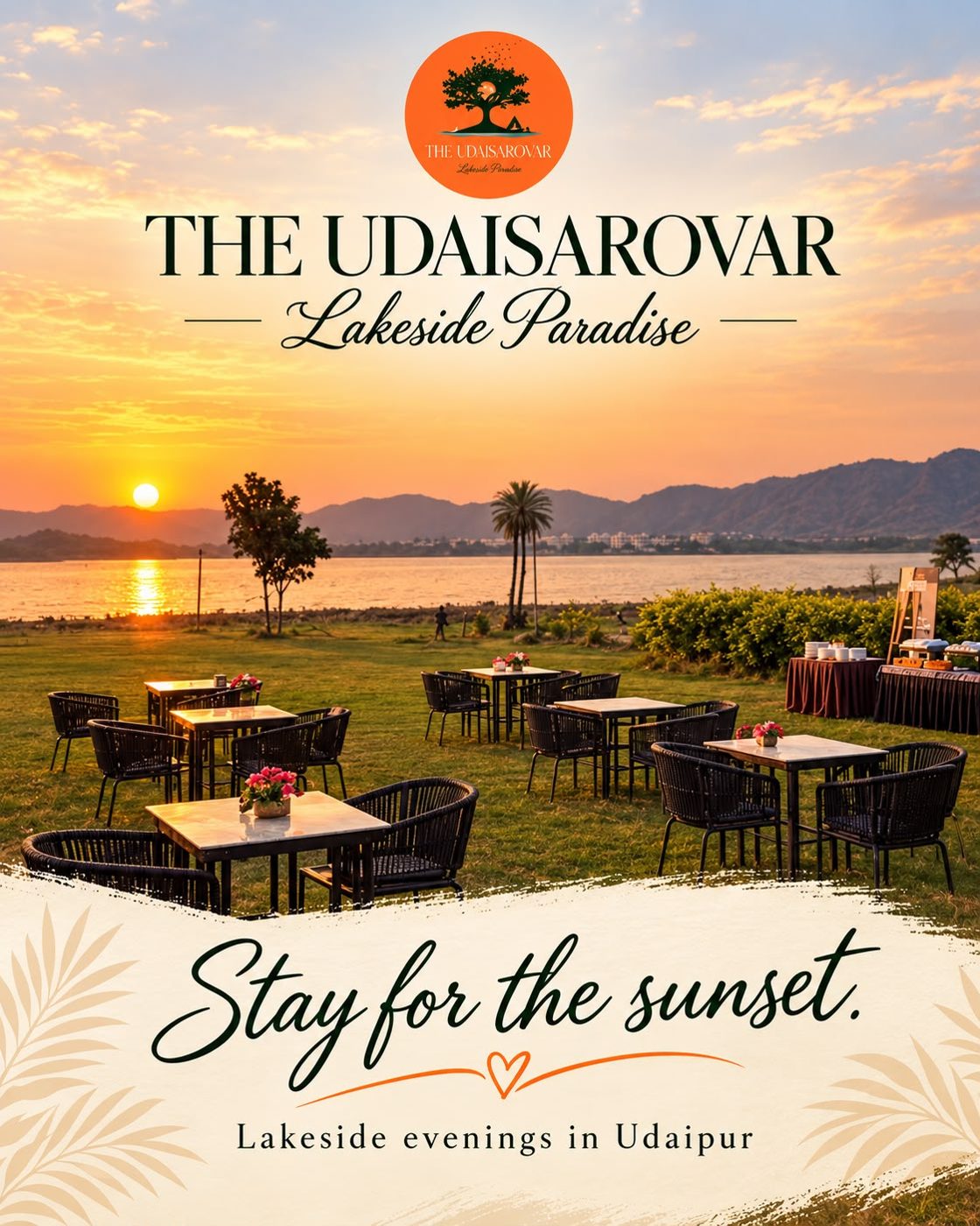 Sunset over Udai Sagar lake at The Udaisarovar